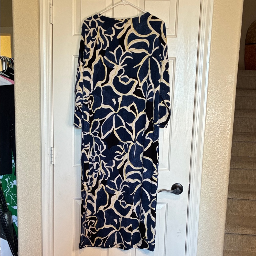 Chico's Navy and Cream Long Sleeve Dress - Picture 6 of 7
